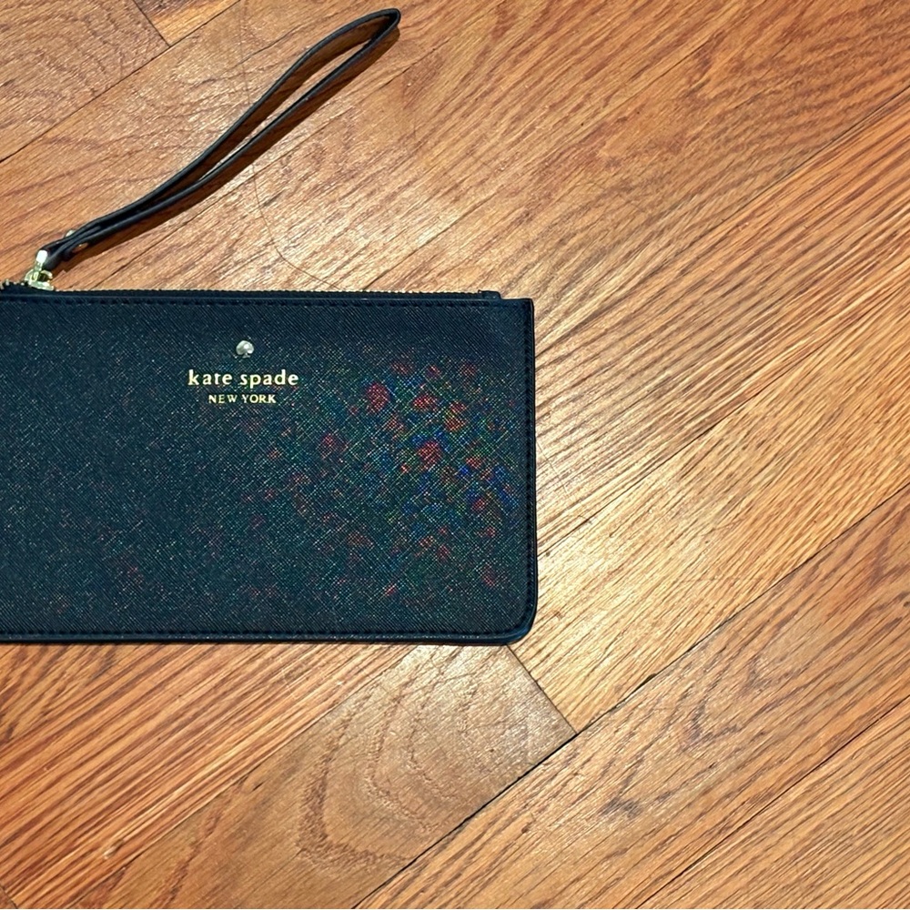 Kate Spade Black Wristlet with Gold Accents